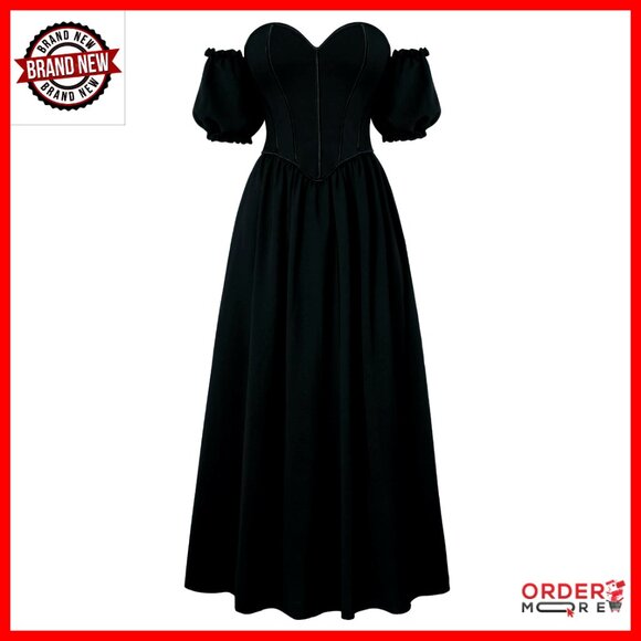 Dresses & Skirts - Off Shoulder Corset Dress Sweetheart Neckline Puff Sleeve Renaissance Elegant